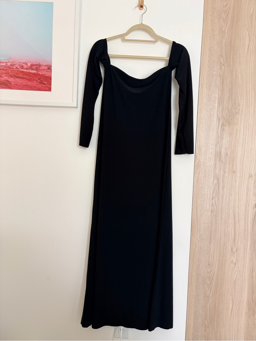 Zara Off The Shoulder Long Sleeve Stretch Maxi Dress - Picture 2 of 3